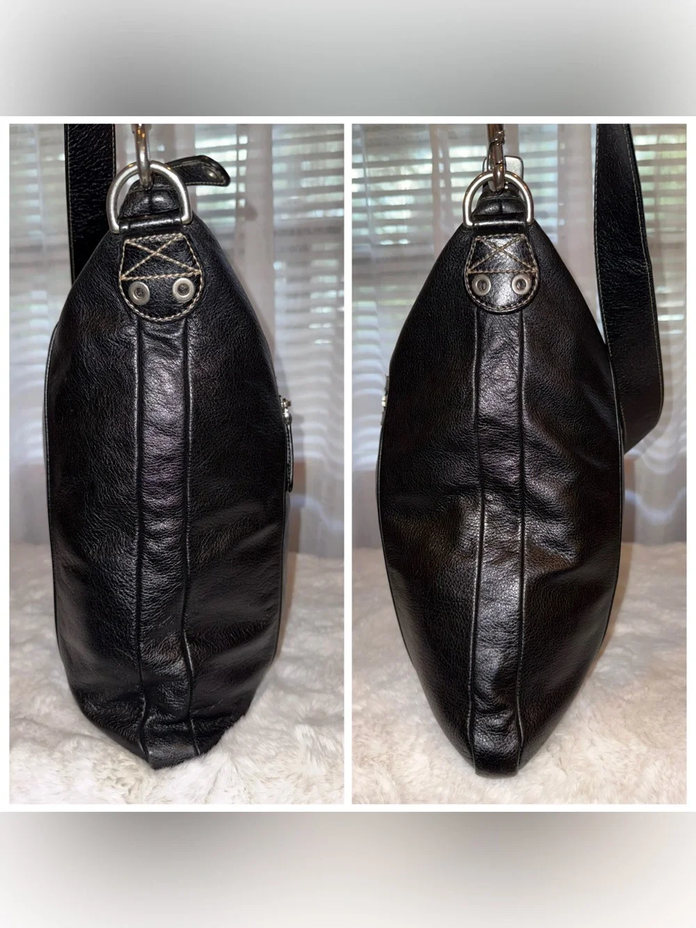Gucci Black Pebbled Leather Messenger Bag with Silver Hardware